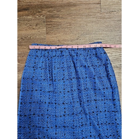 Vintage Henry Lee Women's 8 Petite Tweed Skirt Suit Set Blue Carrer Office - Picture 12 of 16